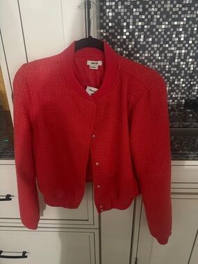 Jason Wu Sparkle Red Knit Snap-Front Cardigan